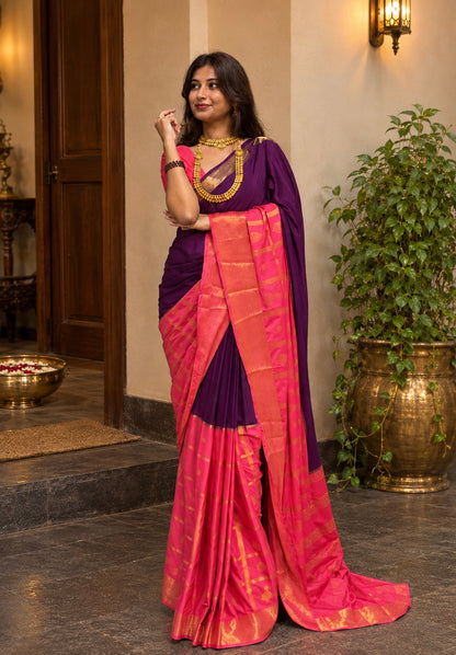 Mysore crepe silk jumka border saree