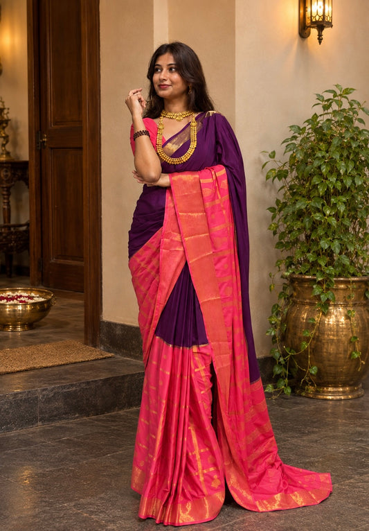 Mysore crepe silk jumka border saree
