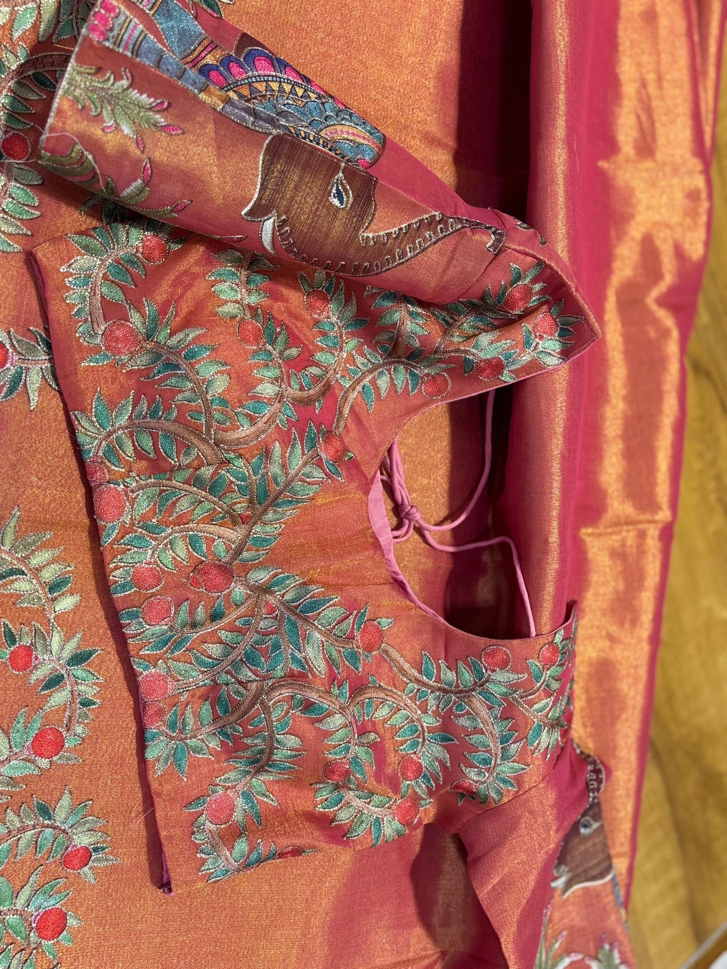 Tissue saree with readymade blouse