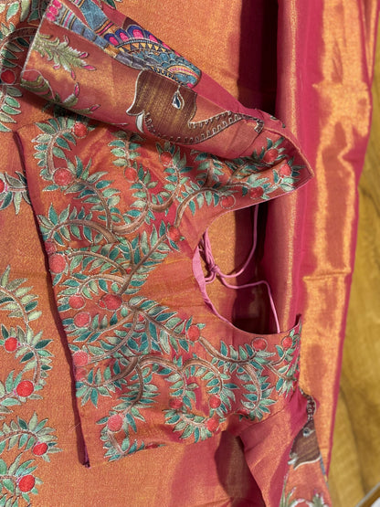 Tissue saree with readymade blouse