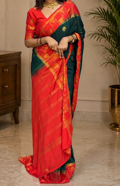 Mysore crepe silk temple  border saree