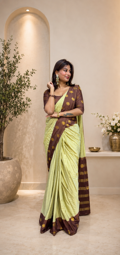 Mysore crepe silk gandaberunda border saree (Copy)