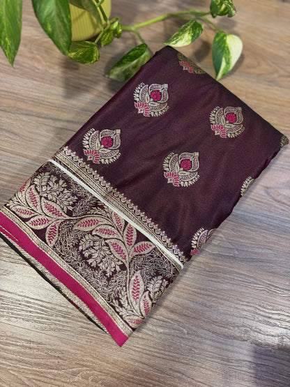 Satin Banarasi Zip & go saree )