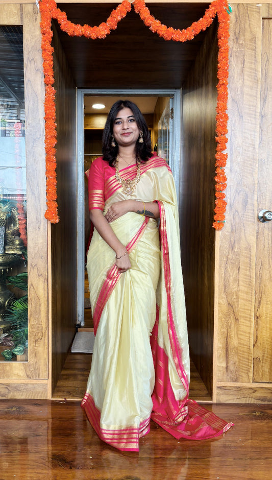 Semi Mysore silk (limited stock)all sarees come with elbow length sleeves (Copy)