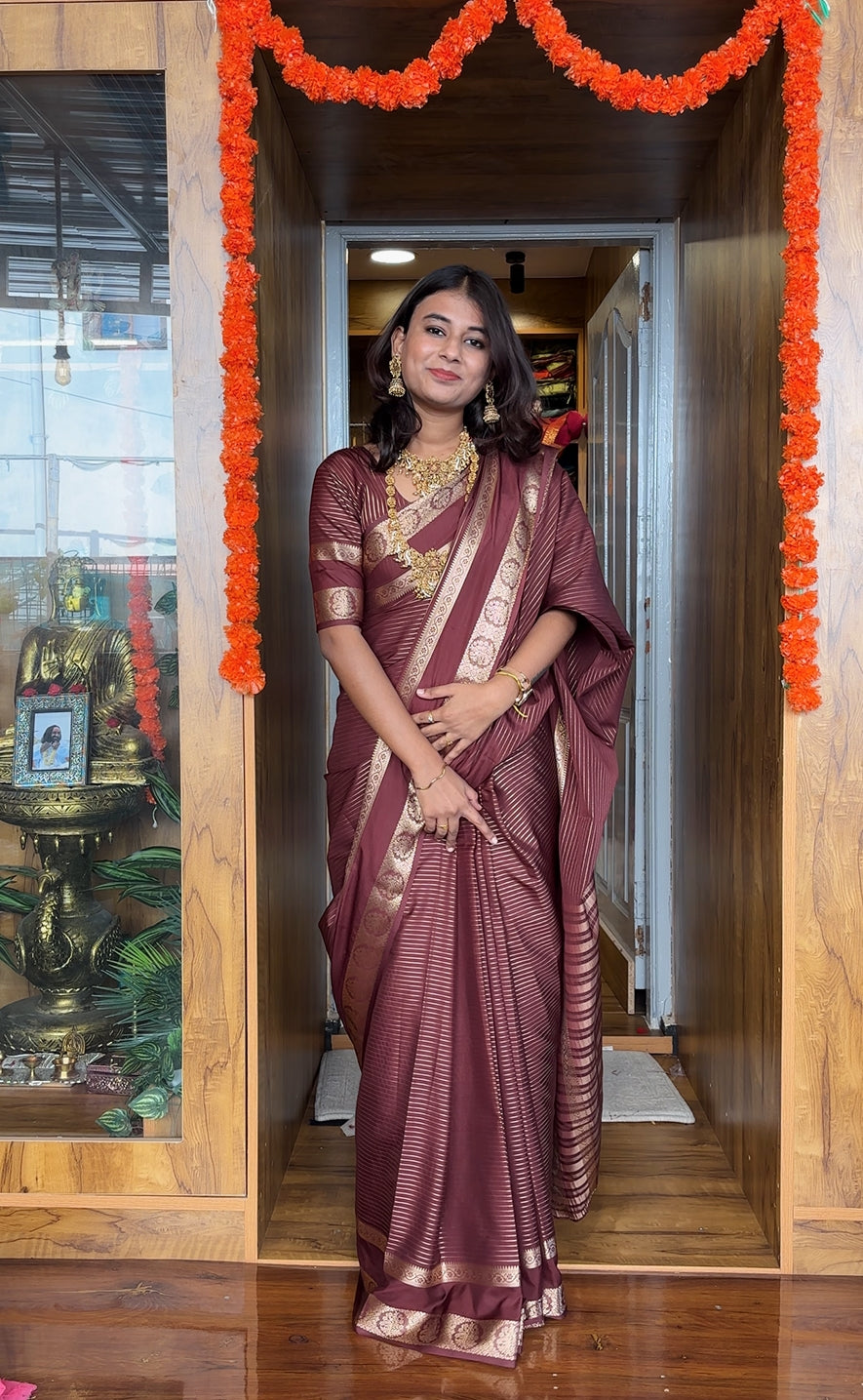 Semi Mysore silk stripes saree (Copy)