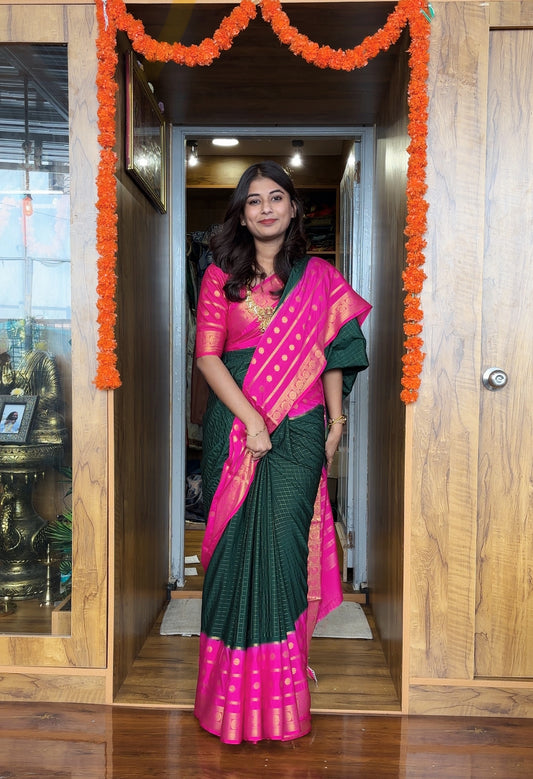Semi Mysore silk checks contrast (Copy)