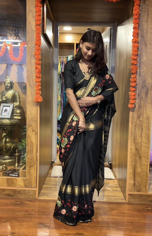 Premium Semi Mysore silk cutwork saree