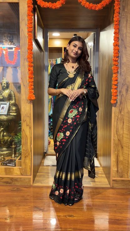 Premium Semi Mysore silk cutwork saree