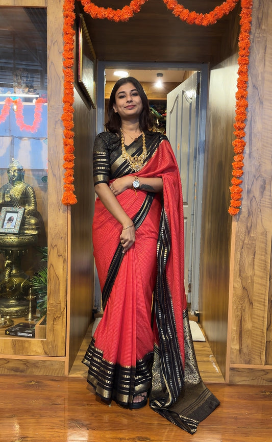 Semi Mysore silk small checks