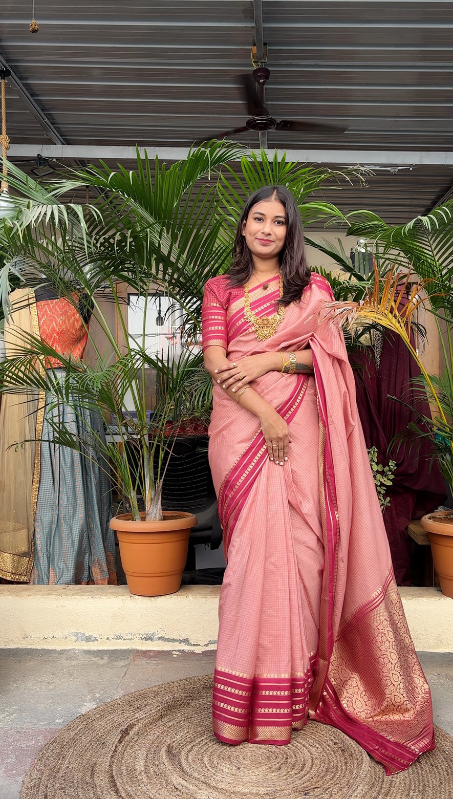 Semi Mysore silk small checks 3