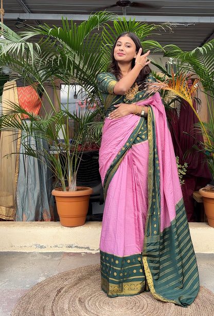 Semi Mysore silk checks contrast