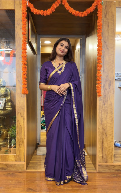 Purple Mysore crepe silk saree