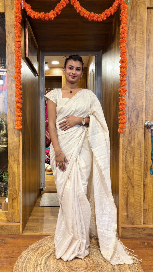 Tissue kardhana party wear saree with padded blouse