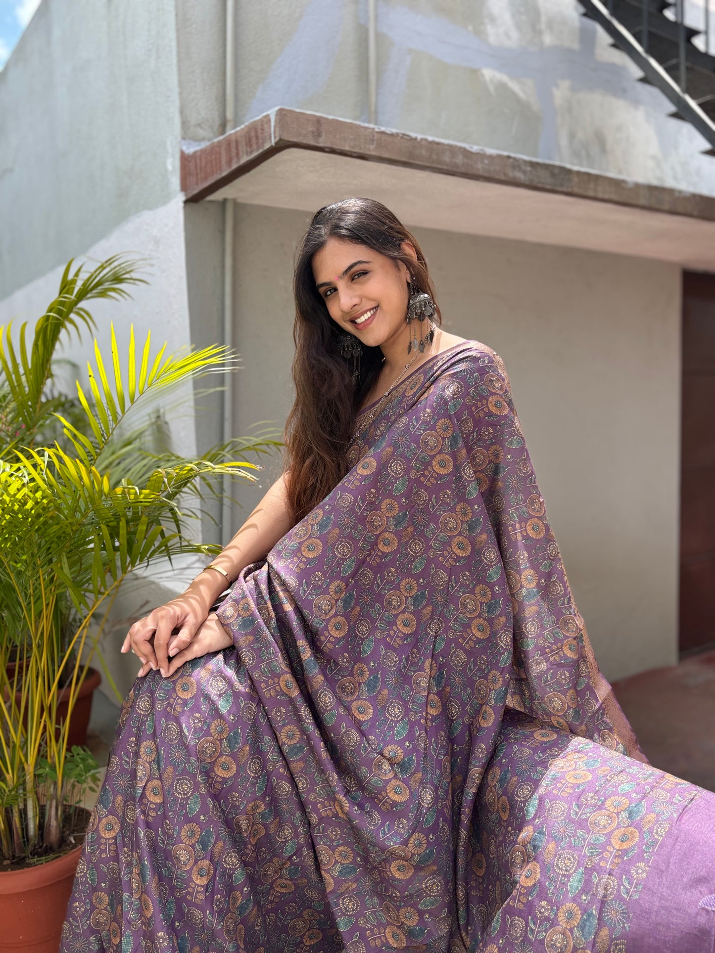 Everyday digital  printed saree