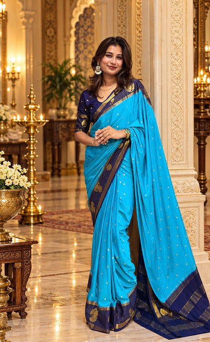 Mysore crepe silk gandaberunda border saree