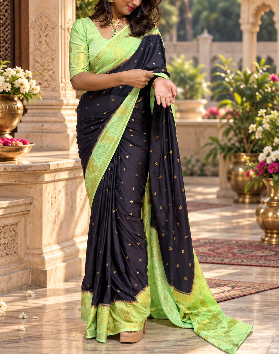 Mysore crepe silk gandaberunda border saree (Copy)