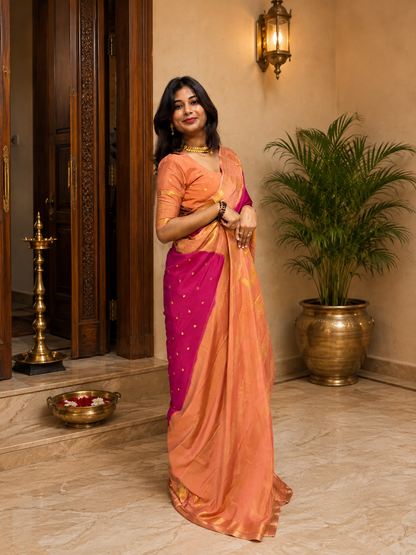 Mysore crepe silk gandaberunda border saree