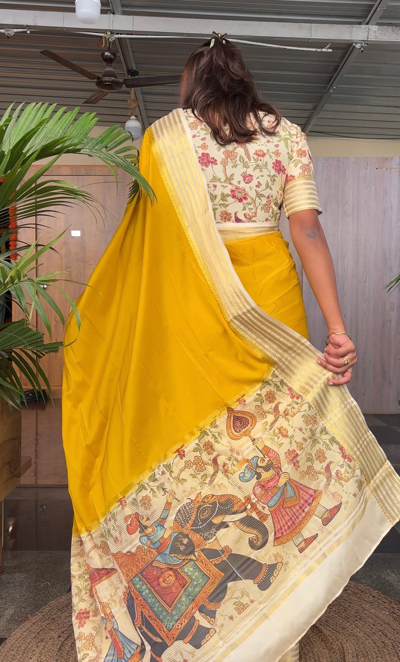 Semi Mysore silk printed saree
