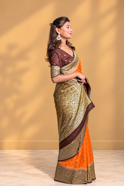 Kaddi georgette Zip n go saree
