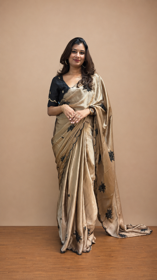 Grey party wear saree