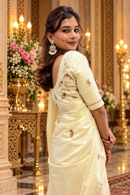 Linen handwork saree