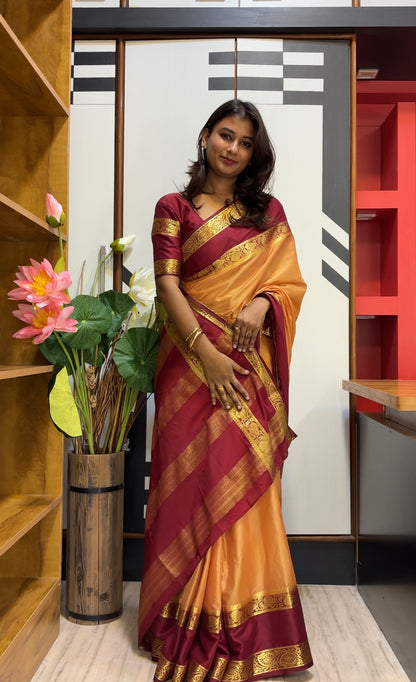 Semi Mysore silk saree bentex boarder