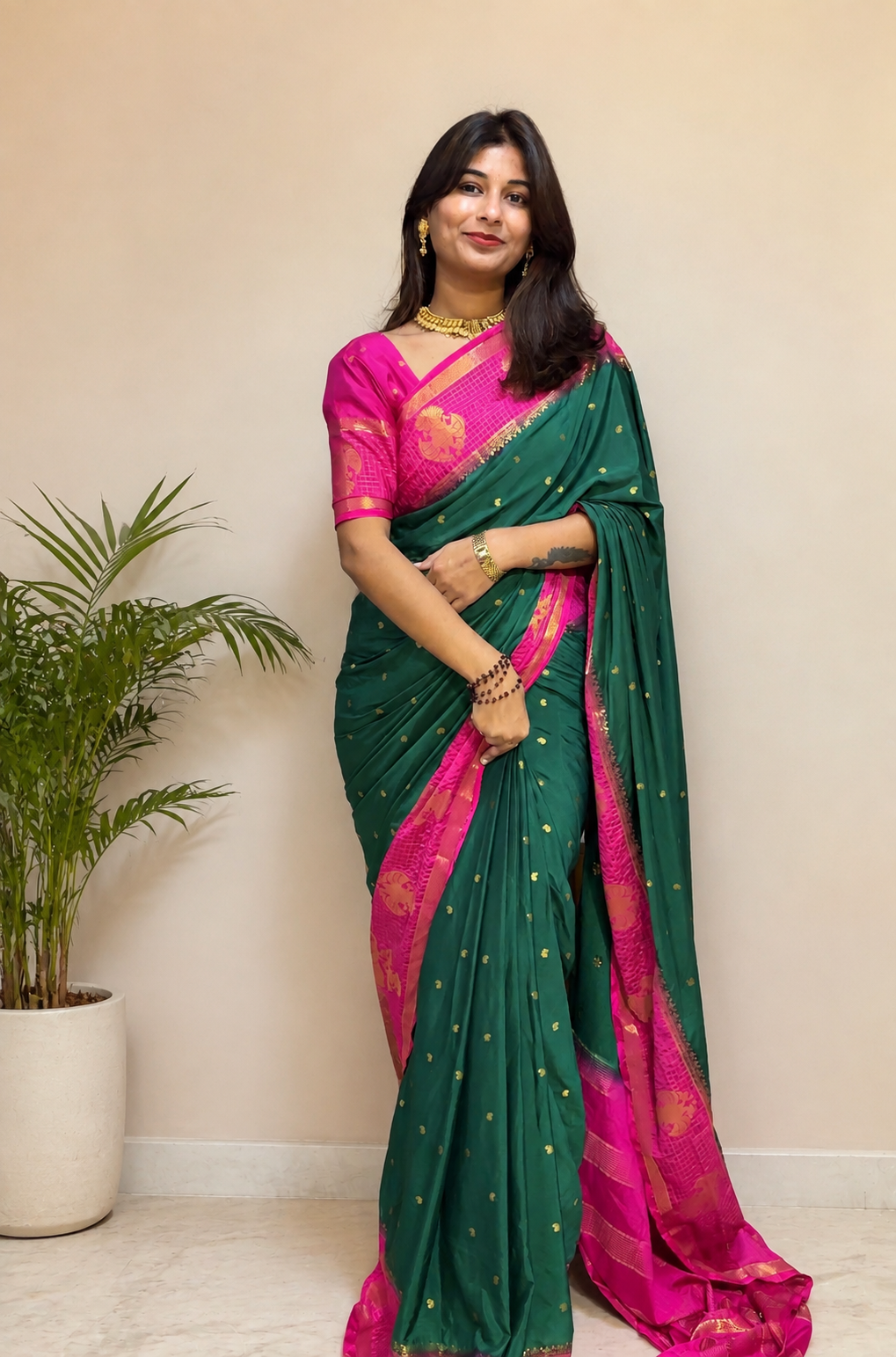 Mysore crepe silk gandaberunda border saree (Copy)