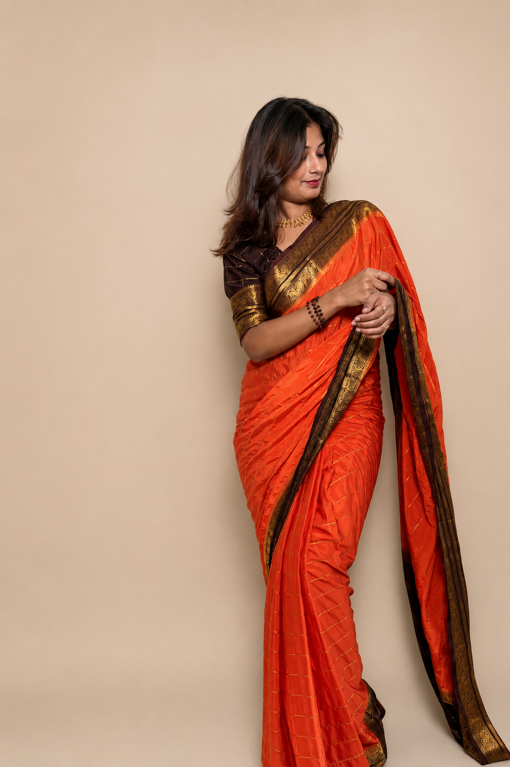 Mysore Crepe Silk Vintage Checks Saree