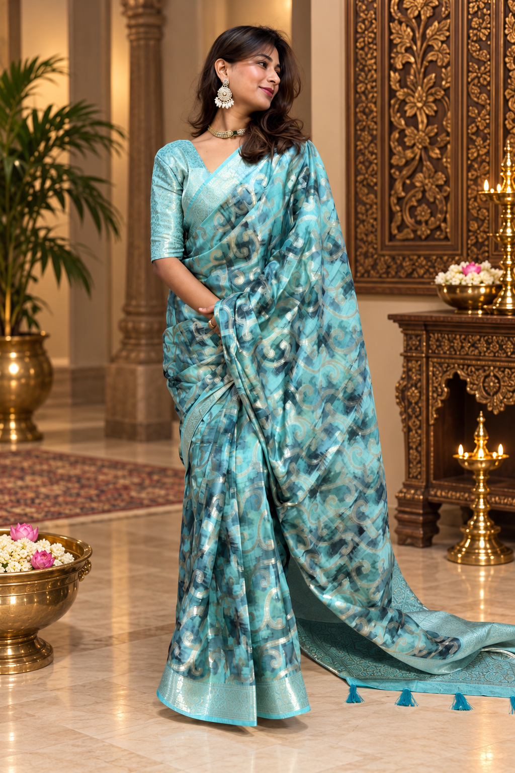 Banarasi boarder jaal pattern saree