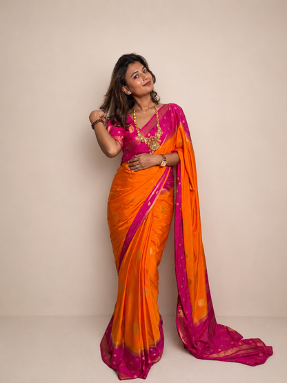 Mysore crepe silk gandaberunda border saree