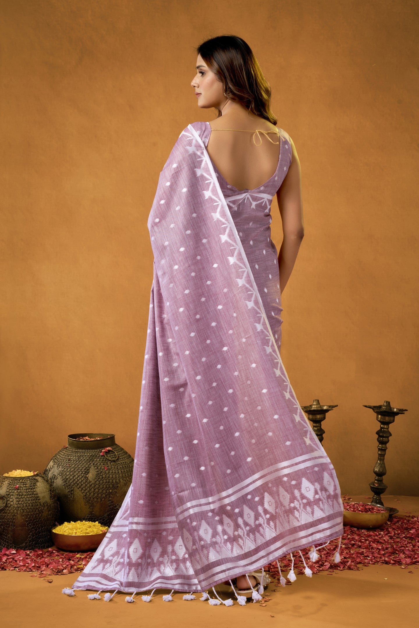 FLORA FUSION COTTON LINEN SAREE