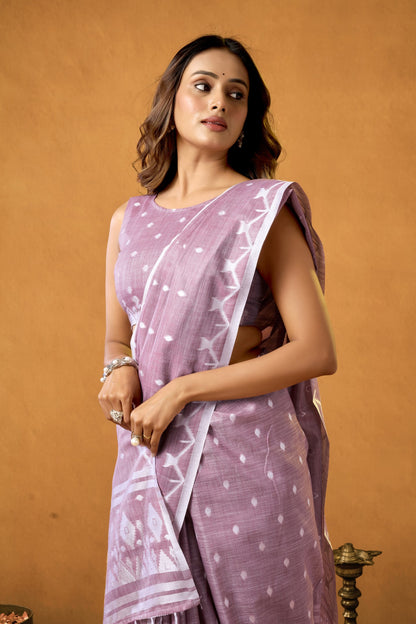 FLORA FUSION COTTON LINEN SAREE