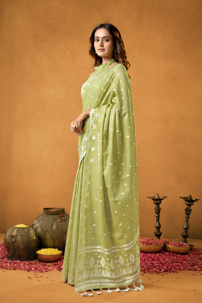 SASSY SIX YARDS COTTON LINEN SAREE