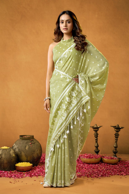 SASSY SIX YARDS COTTON LINEN SAREE