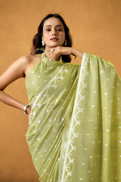 SASSY SIX YARDS COTTON LINEN SAREE