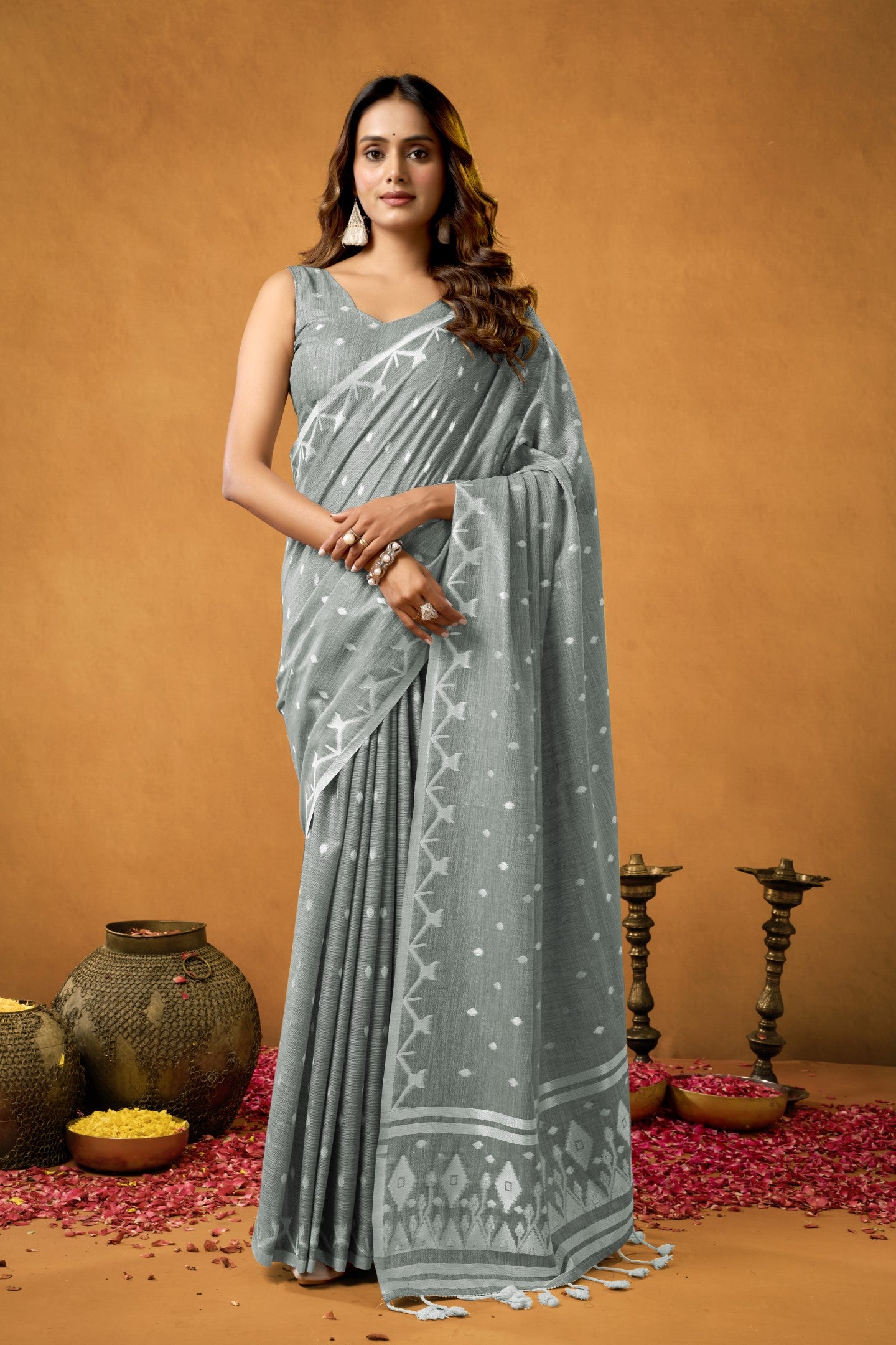 WOVEN WISHPER COTTON LINEN SAREE