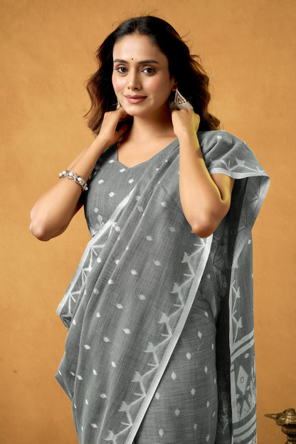 WOVEN WISHPER COTTON LINEN SAREE