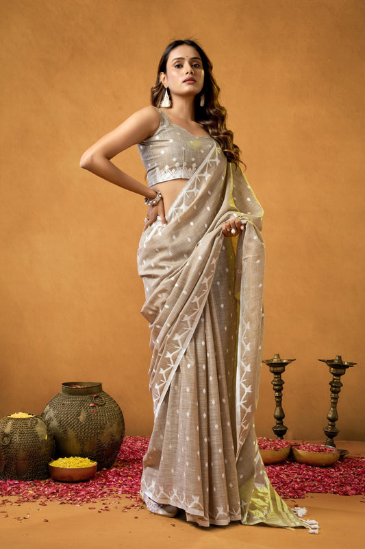 VELVET VARNAM COTTON LINEN SAREE
