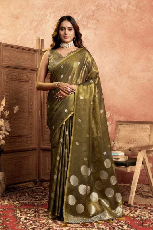 TIRHI CHANDRIM TISSUE SAREE