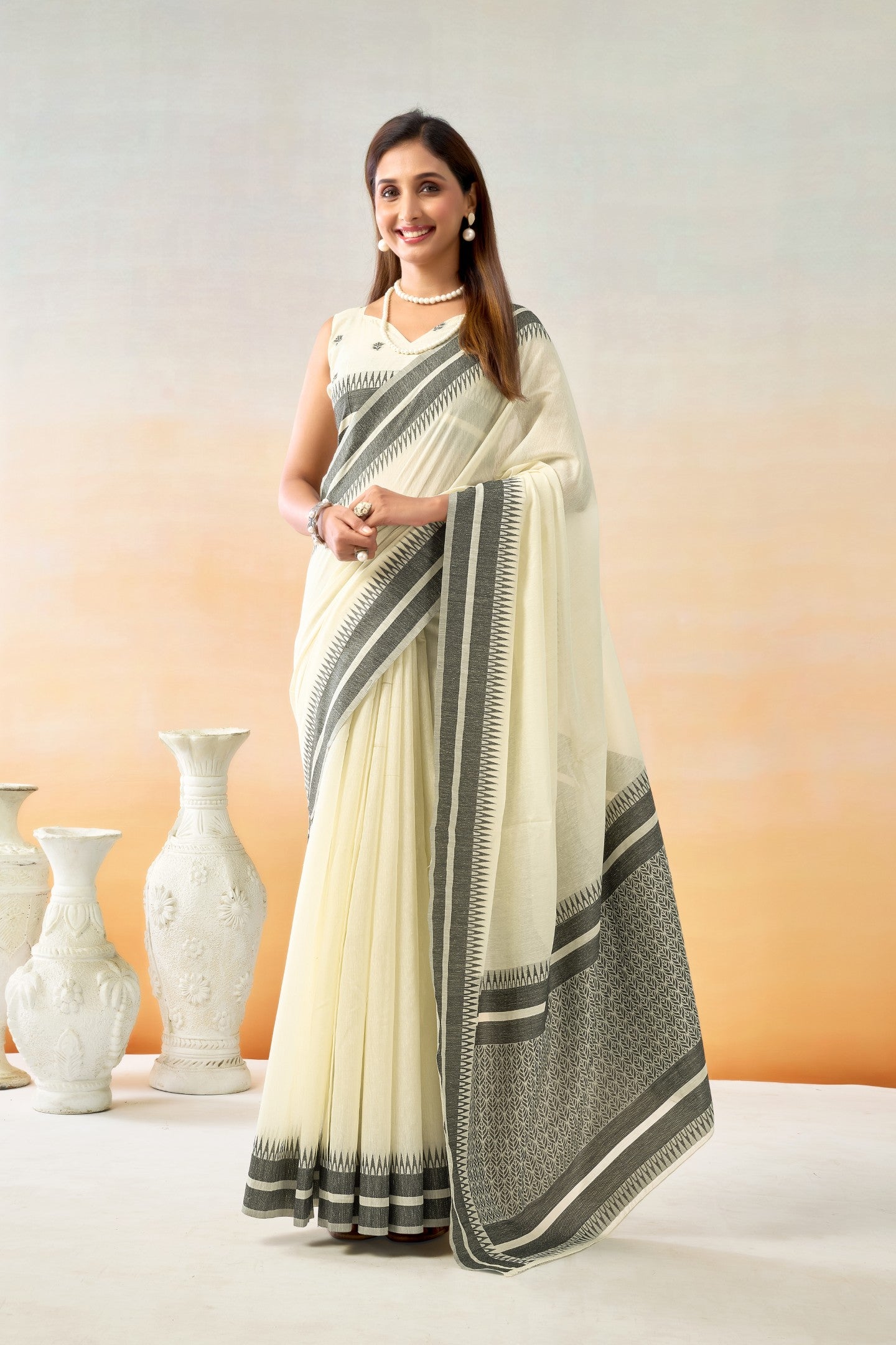 TAVISHA GOLD LINEN COTTON SAREE