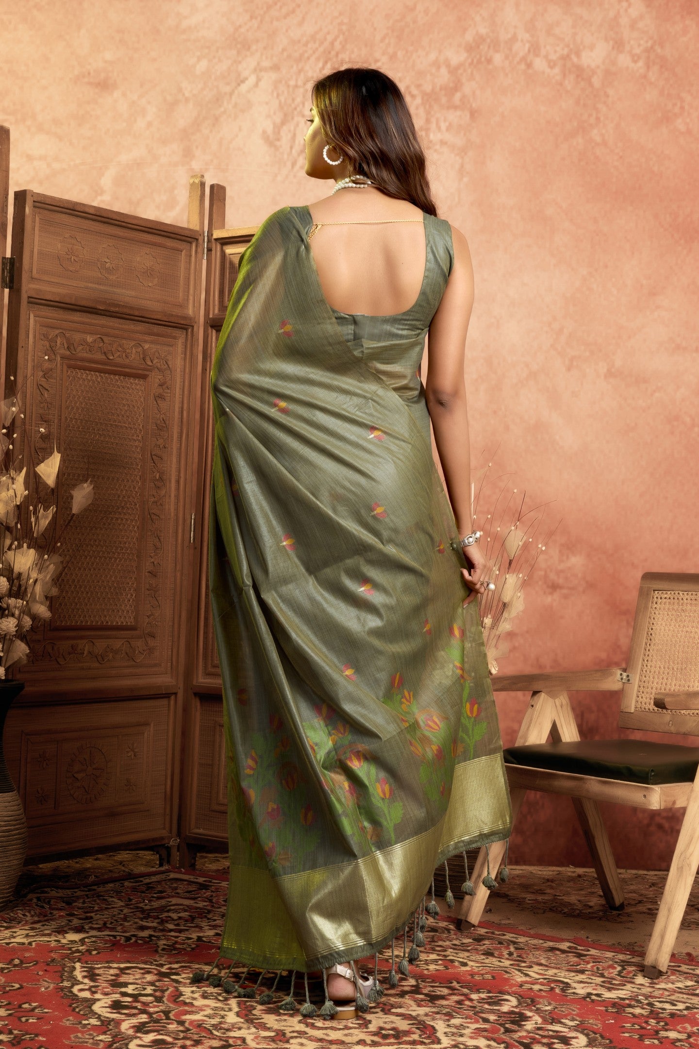 TRIVENIKA MEHATAB LINEN SAREE