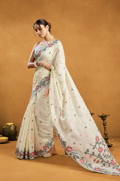 TANU JAMADANI LINEN COTTON SAREE