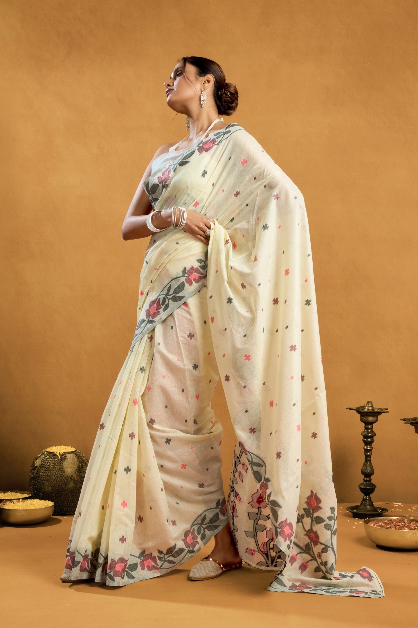 TANU JAMADANI LINEN COTTON SAREE