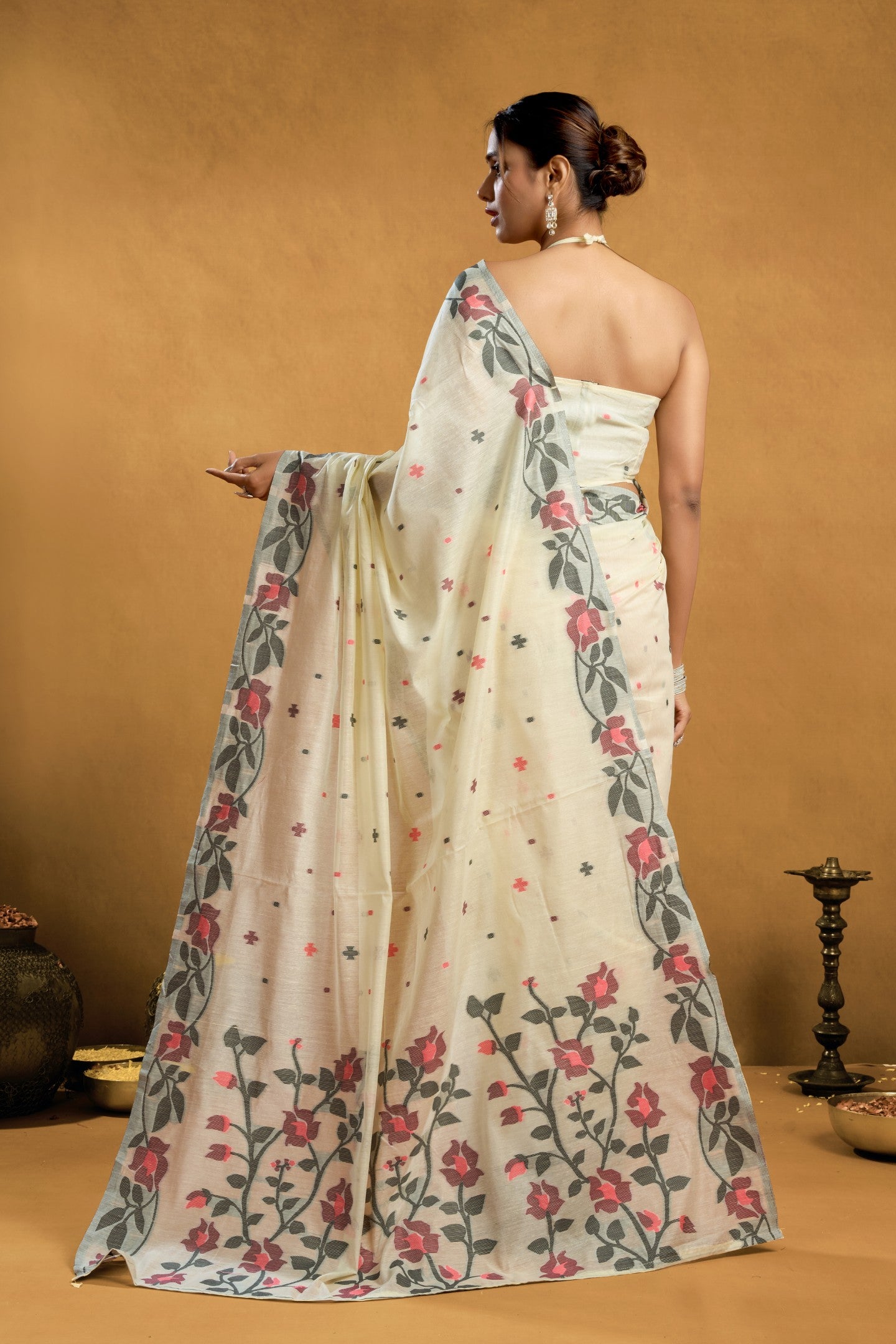 TANU JAMADANI LINEN COTTON SAREE