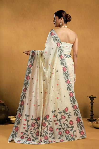 TANU JAMADANI LINEN COTTON SAREE