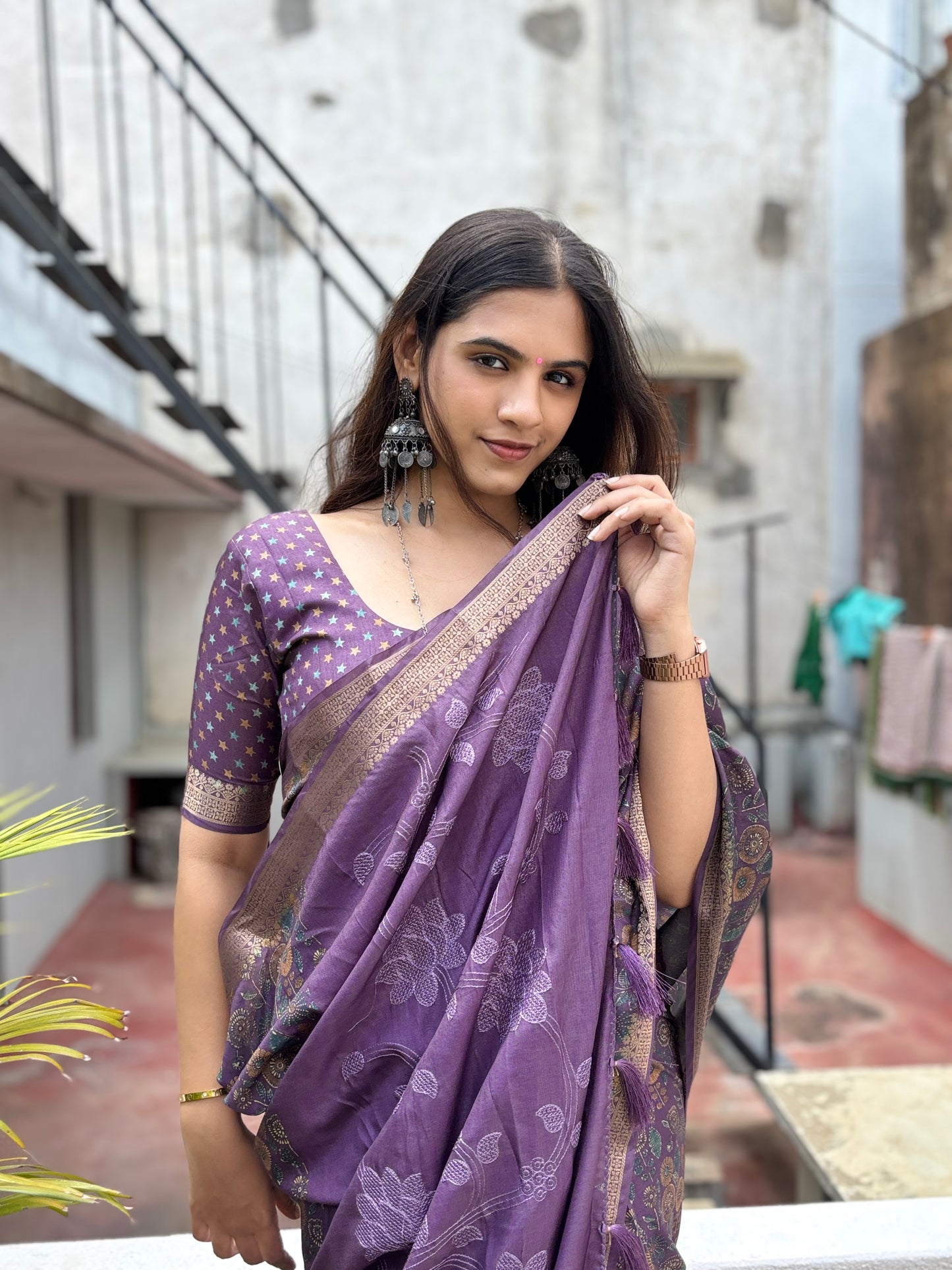 Everyday digital  printed saree