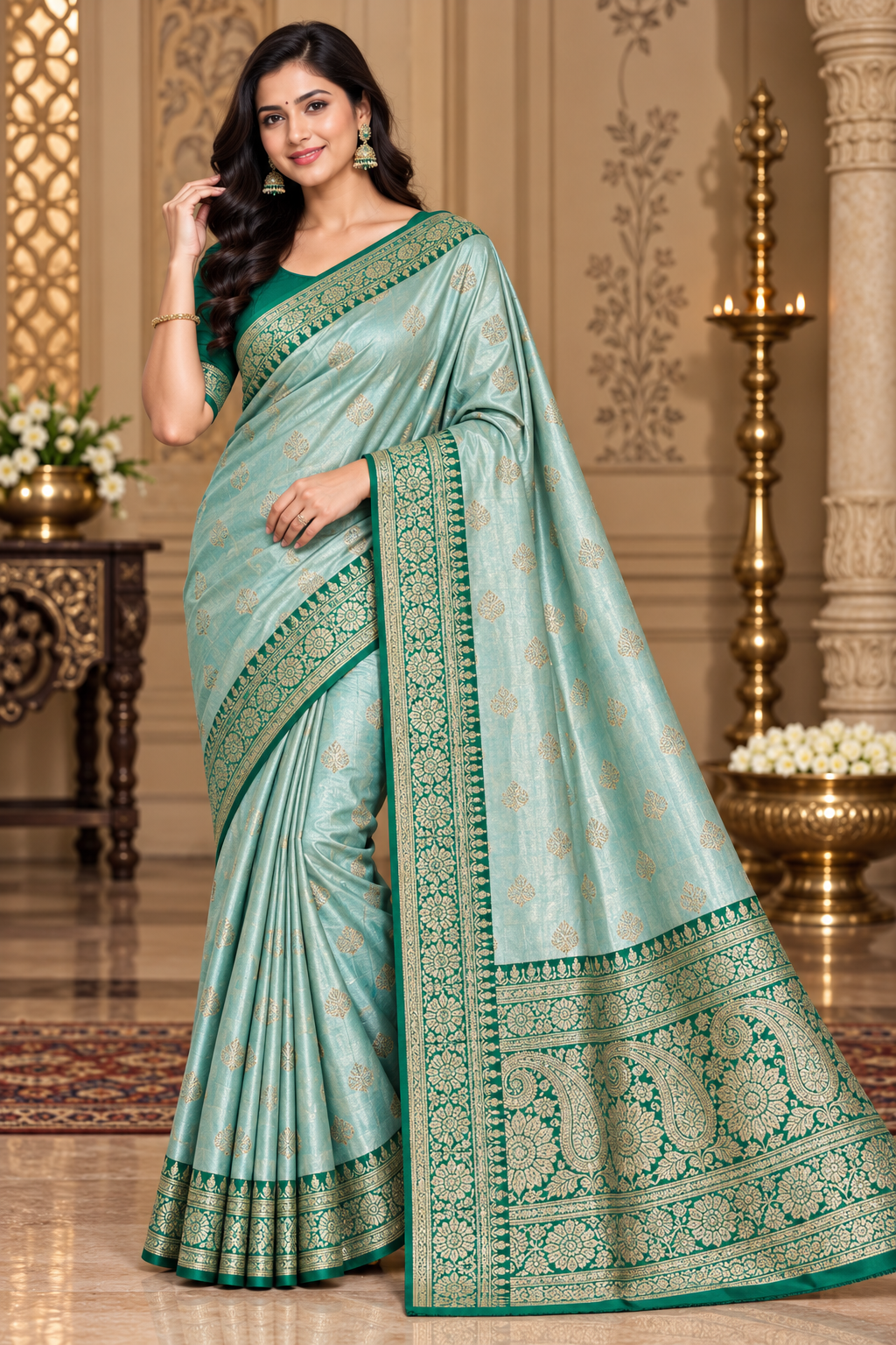 Satin Banarasi Zip & go saree