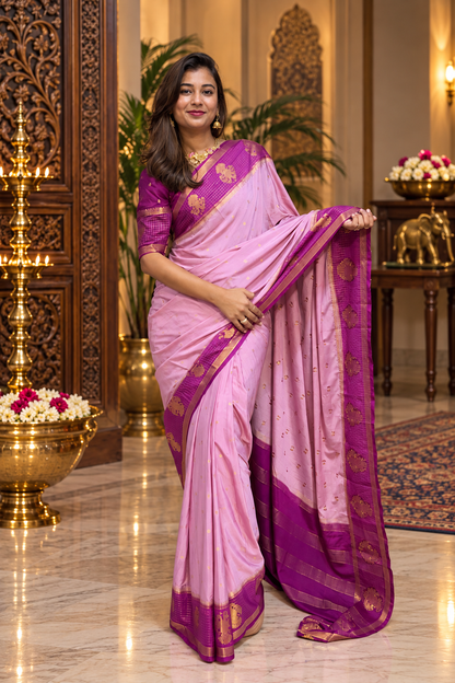 Mysore crepe silk gandaberunda border saree (Copy 2)