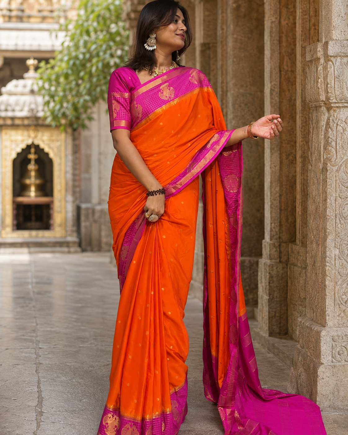 Mysore crepe silk gandaberunda border saree