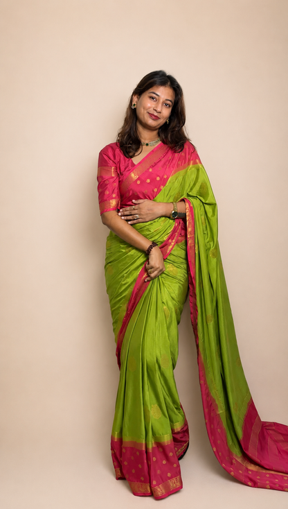 Mysore crepe silk gandaberunda border saree